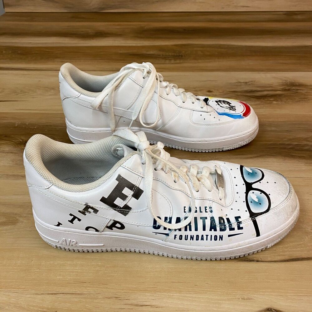 Philadelphia Eagles Sneakers Nike Air Force 1 Mens 12.5 Player‎ Worn NFL Charity